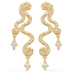 Studio Z Wave örhängen i förgyllt silver vit zirkon