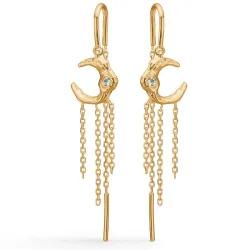 Studio Z Lunar kedja örhängen i förgyllt silver grön zirkon