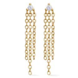 Studio Z Ripple kedja örhängen i förgyllt silver vit zirkon