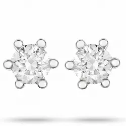 2 x 0,10 ct diamant solitäreörhängestift i 14 karat vitguld med diamant 