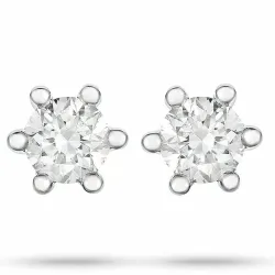 2 x 0,10 ct diamant solitäreörhängestift i 14 karat vitguld med diamant 