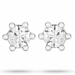 2 x 0,20 ct diamant solitäreörhängestift i 14 karat vitguld med diamant 