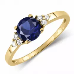 blå syntetisk safir ring i 9 karat guld