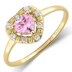 elegant hjärta rosa zirkon ring i 9 karat guld - Gold Collection