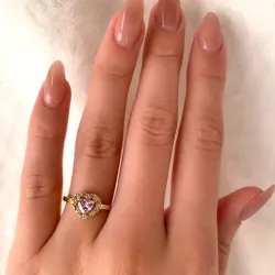 elegant hjärta rosa zirkon ring i 9 karat guld - Gold Collection