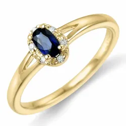 Safir ring i 14  karat guld 0,03 ct 0,35 ct