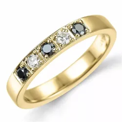 sort diamant alliancring i 14  karat guld 0,10 ct 0,15 ct