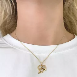 delfin hängen i 9 karat guld med rhodium