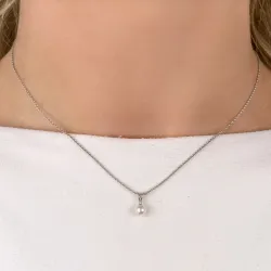 pärla diamantberlocker i 14  carat vitguld 0,01 ct