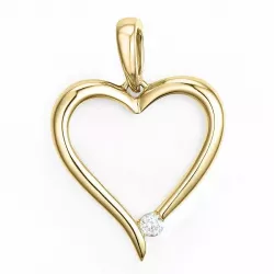 Elegant hjärta hängen i 14  carat guld 0,04 ct