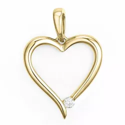 Elegant hjärta hängen i 14  carat guld 0,04 ct