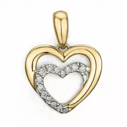 Hjärta diamantberlocker i 14  carat guld- och vitguld 0,08 ct