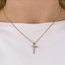 kors diamant hängen i 14  carat guld- och vitguld 0,03 ct
