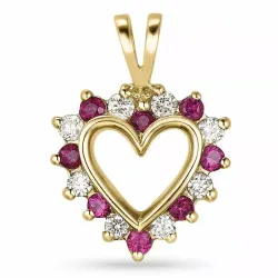 hjärta rubin hängen i 14  carat guld 0,13 ct 0,20 ct