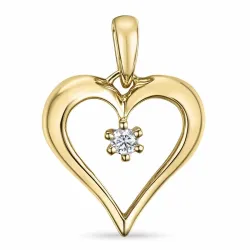 hjärta diamant hängen i 14  carat guld 0,07 ct
