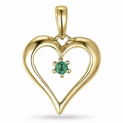 hjärta smaragd hängen i 14  carat guld 0,07 ct