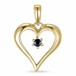 hjärta safir hängen i 14  carat guld 0,10 ct