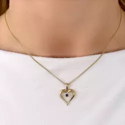 hjärta safir hängen i 14  carat guld 0,10 ct