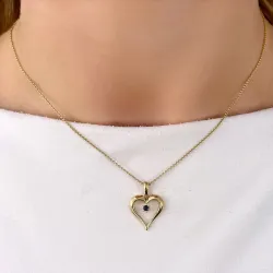 hjärta safir hängen i 14  carat guld 0,10 ct