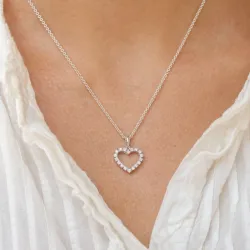 Hjärta diamantberlocker i 14  carat vitguld 0,39 ct