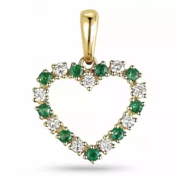 hjärta smaragd hängen i 14  carat guld 0,20 ct 0,24 ct