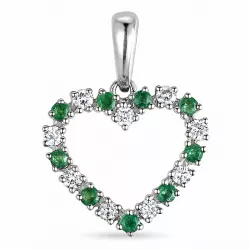 hjärta smaragd hängen i 14  carat vitguld 0,19 ct 0,19 ct