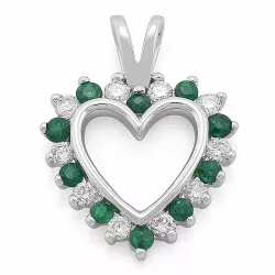 Hjärta smaragd hängen i 14  carat vitguld 0,23 ct 0,28 ct