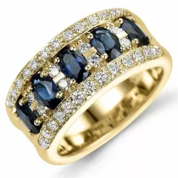 safir diamantring i 14  karat guld 0,49 ct 1,75 ct