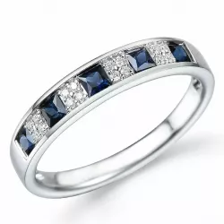 blå safir diamantring i 14  karat vitguld 0,08 ct 0,66 ct