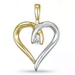 hjärta diamant hängen i 14  carat guld- och vitguld 0,04 ct