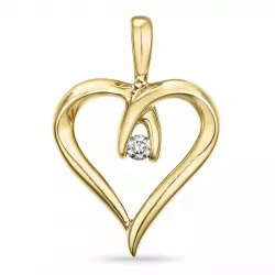 hjärta diamant hängen i 14  carat guld 0,04 ct