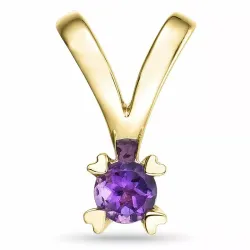 hjärta lila ametist hängen i 14  carat guld 0,22 ct
