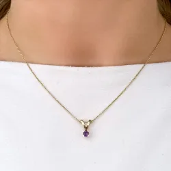 hjärta lila ametist hängen i 14  carat guld 0,22 ct