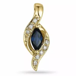 safir diamantberlocker i 14  carat guld 0,04 ct 0,34 ct