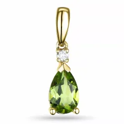 grön peridot hängen i 14  carat guld 0,03 ct 0,9 ct