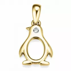 pingvin diamant guldberlocker i 14  carat guld 0,01 ct