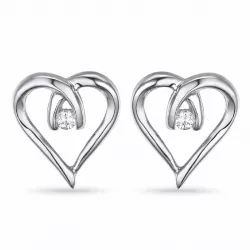 Hjärta örhängestift i 14 karat vitguld med diamanter 