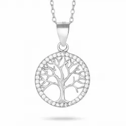 15 mm joanli nor livets träd hängen med kedja i rhodinerat silver vit zirkon
