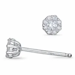 blommor diamant örhängestift i 14 karat vitguld med diamant