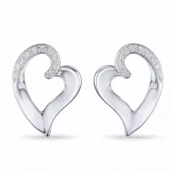 Hjärta diamant örhängestift i 14 karat vitguld med diamanter 