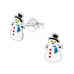 snögubbe örhängestift i silver - Little Ones