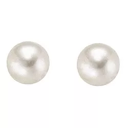 8 mm Aagaard runda vita pärla örhängestift i 8 karat guld