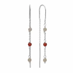 Aagaard ear lines i silver rosa månsten röd agat