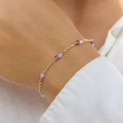 Aagaard armband i förgyllt silver lila ametist blå kvarts