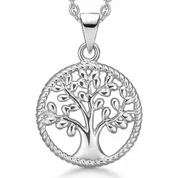 15 mm støvring design livets träd halskedja med berlocker i silver