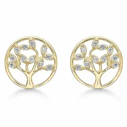 Støvring Design livets träd zirkon örhängen i 14 karat guld