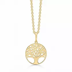 14 mm Støvring Design livets träd halskedja med berlocker i 14 karat guld med forgylld silverhalskedja