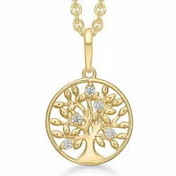 Støvring Design livets träd halskedja med berlocker i 8 karat guld vit zirkon