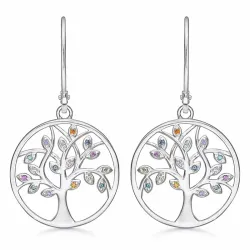 Støvring Design livets träd zirkon örhängen i rhodinerat silver multifärgat zirkon