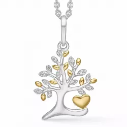Støvring Design livets träd halskedja med berlocker i silver med förgyllt silver vit zirkon